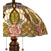LumiLamp 5LL-5370 Tiffany stolová lampa Ø 47x61 cm zelená ružová sklenená ruža polkruhová