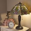 LumiLamp 5LL-5370 Tiffany stolová lampa Ø 47x61 cm zelená ružová sklenená ruža polkruhová