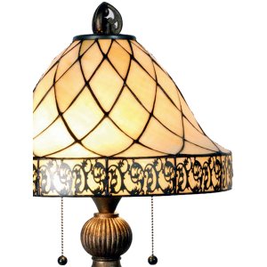 LumiLamp 5LL-5408 Stolná lampa Tiffany Ø 36x62 cm Béžová Hnedý sklenený trojuholník