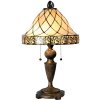 LumiLamp 5LL-5408 Stolná lampa Tiffany Ø 36x62 cm Béžová Hnedý sklenený trojuholník