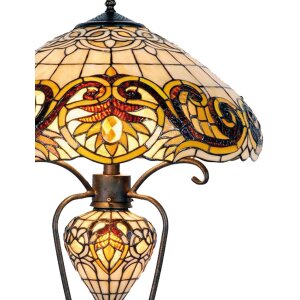 LumiLamp 5LL-5475 Tiffany stolová lampa Ø 46x76 cm žltá sklenená stolová lampa