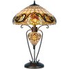 LumiLamp 5LL-5475 Tiffany stolová lampa Ø 46x76 cm žltá sklenená stolová lampa