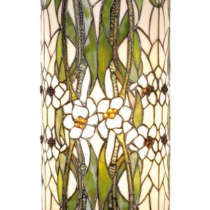 LumiLamp 5LL-5539 Stĺpik Tiffany Ø 31x78 cm Zelené biele sklo Kvety okrúhle