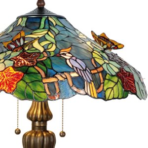 LumiLamp 5LL-5582 Tiffany stolová lampa Ø 52x65 cm modrozelené sklenené motýle