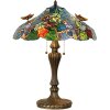 LumiLamp 5LL-5582 Tiffany stolová lampa Ø 52x65 cm modrozelené sklenené motýle