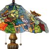 LumiLamp 5LL-5582 Tiffany stolová lampa Ø 52x65 cm modrozelené sklenené motýle