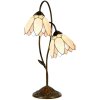 LumiLamp 5LL-5602 Tiffanyho stolová lampa Ø 33x61 cm béžové hnedé sklo kvety