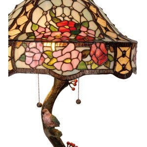 LumiLamp 5LL-5631 Stolná lampa Tiffany Ø 45x62 cm zelené ružové sklenené kvety