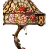 LumiLamp 5LL-5631 Stolná lampa Tiffany Ø 45x62 cm zelené ružové sklenené kvety