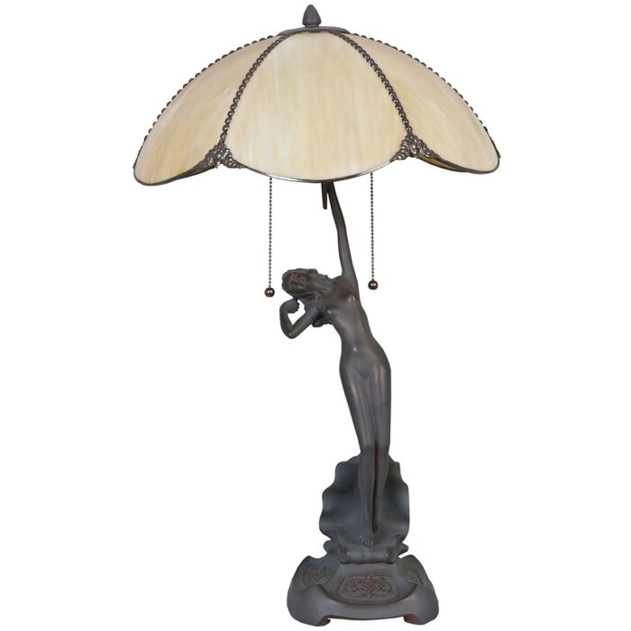 LumiLamp 5LL-5719 Tiffany stolová lampa Ø 41x70 cm Béžová sklenená stolová lampa