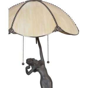 LumiLamp 5LL-5719 Tiffany stolová lampa Ø 41x70 cm Béžová sklenená stolová lampa