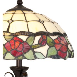 LumiLamp 5LL-5785 Stolná lampa Tiffany Ø 35x61 cm Béžová zelená sklenená ruža