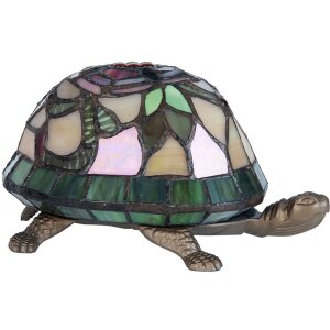 LumiLamp 5LL-5787 Tiffany stolová lampa 15x22x13 cm hnedočervené sklo korytnačka