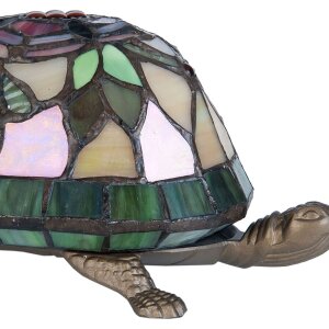 LumiLamp 5LL-5787 Tiffany stolová lampa 15x22x13 cm hnedočervené sklo korytnačka