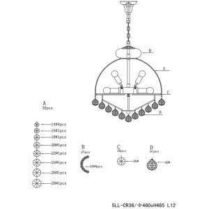 Luster Ø 48 cm zo železa a skla - 5LL-CR36 Clayre Eef