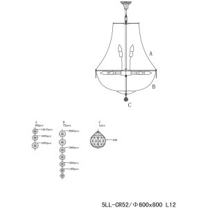 LumiLamp 5LL-CR52 Luster Ø 60x85-200 cm...