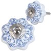 Clayre & Eef 63417 Kľučka na dvere Ø 4 cm Modrá biela keramika