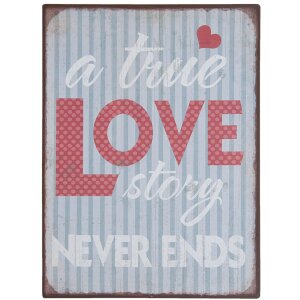Textplatte True Love 6Y1915 Clayre Eef grau 26x35 cm