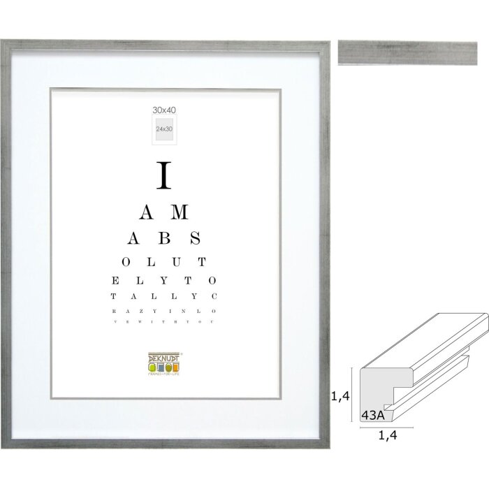 Deknudt rám na obrazy strieborné drevo S43AD1 9x13 cm - 40x50 cm s/bez pasparty