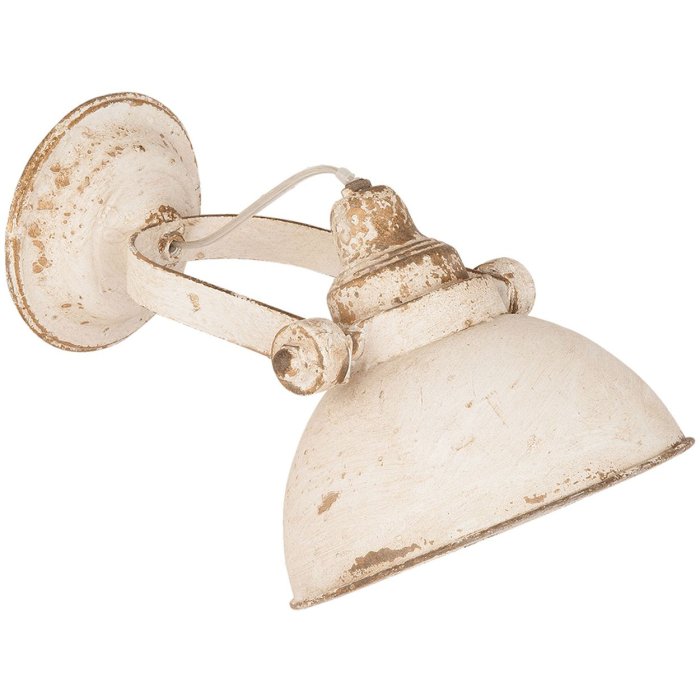 Clayre & Eef 6LMP481W Nástenné svietidlo 21x30x19 cm biela železná okrúhla nástenná lampa