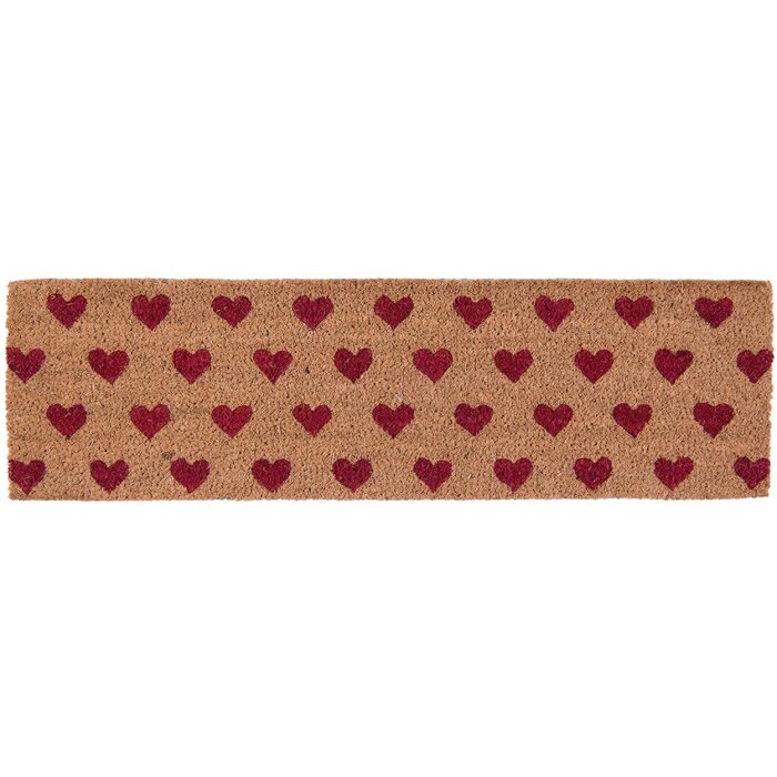 Rohožka na dvere Srdcia v hnedej farbe - 75x22x2 cm