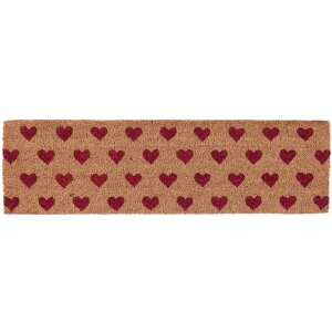 Rohožka na dvere Srdcia v hnedej farbe - 75x22x2 cm