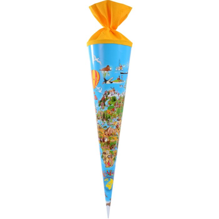 Goldbuch školský kužeľ mapa sveta 70 cm okrúhly plstený uzáver oranžový
