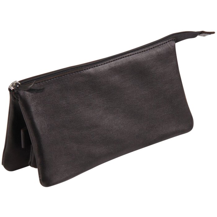 Kožený peračník 3 priehradky čierny