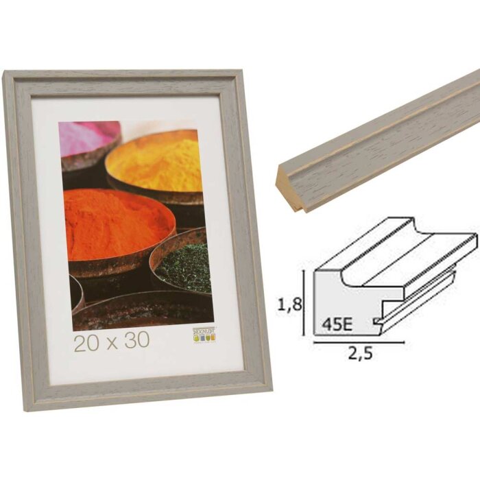 Deknudt drevený obrazový rám S45ES3 sivý 9x13 cm až 40x60 cm