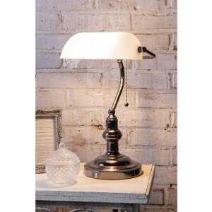 Stolná lampa biela Clayre & Eef 5LL-5100W - 27x23x42 cm E27 - Max. 1x 60Watt biela
