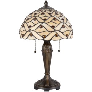 LumiLamp 5LL-5181 Tiffany stolová lampa Ø 30x50 cm Béžová Hnedé sklo polkruh