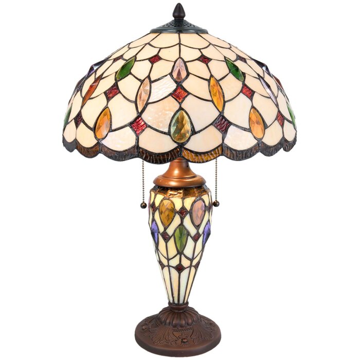 Stolná lampa Tiffany Clayre & Eef 5LL-5182 - Ø 40x60 cm E27- Max.2x60 W - E14 - Max.1x15W multi