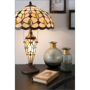Stolná lampa Tiffany Clayre & Eef 5LL-5182 - Ø 40x60 cm E27- Max.2x60 W - E14 - Max.1x15W multi
