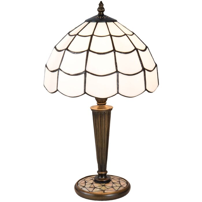 Stolná lampa Tiffany Clayre & Eef 5LL-5936 - Ø 25x43 cm - E27-max 1x40W biela