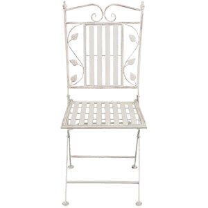 Stôl s 2 stoličkami Clayre & Eef 5Y0385 - Ø 70x77 cm - 40x52x93 cm (2) biely