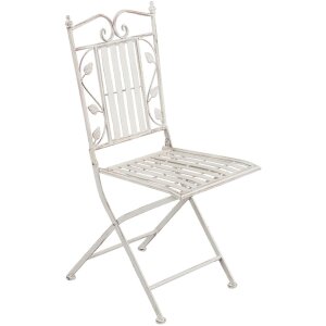 Stôl s 2 stoličkami Clayre & Eef 5Y0385 - Ø 70x77 cm - 40x52x93 cm (2) biely