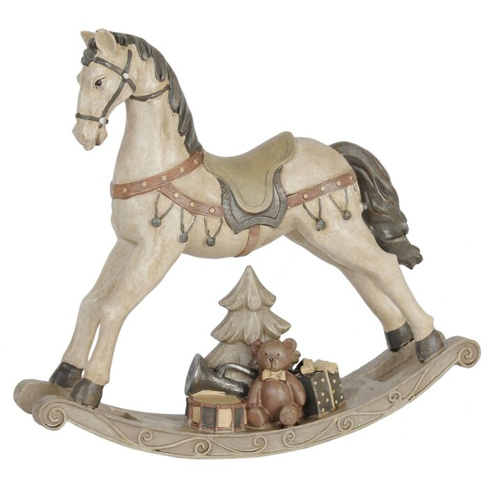 Hojdací kôň Clayre & Eef 6PR0037 - 30x8x27 cm biely