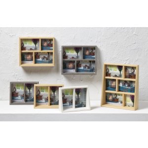 Galerijný rám Rustic 4 fotografie 10x10 cm a 10x15 cm prírodný