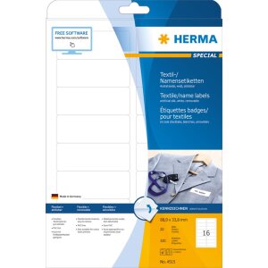 Štítky Herma SPECIAL, odnímateľné, A4, 88,9 x 33,8 mm, biele, z acetátového hodvábu, s možnosťou tlače