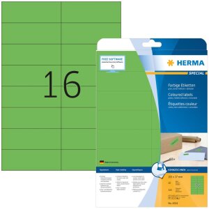 Farebné etikety Herma SPECIAL A4, 105 x 37 mm, zelený snímateľný matný papier