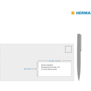 Herma SPECIAL Priehľadné fóliové etikety, matné, A4, 97 x 42,3 mm, odolné voči poveternostným vplyvom, permanentné lepidlo