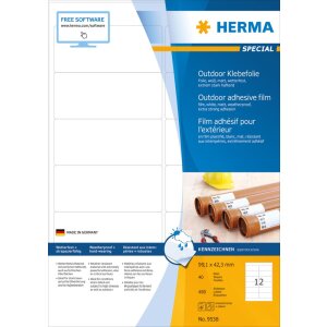 Herma SPECIAL Vonkajšie fóliové etikety odolné voči poveternostným vplyvom, A4, 99,1 x 42,3 mm, biele, extrémne silná priľnavosť, elastické