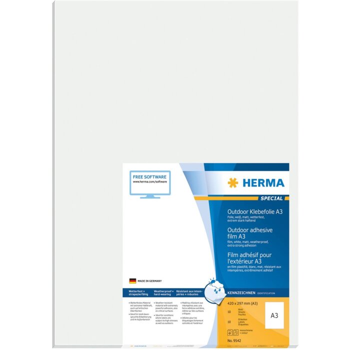 Vonkajšie fóliové etikety Herma SPECIAL odolné voči poveternostným vplyvom, A3, 297 x 420 mm, biele
