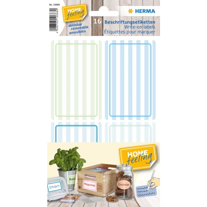 Etikety Herma HOME 52x82 mm modrozelené, odnímateľné