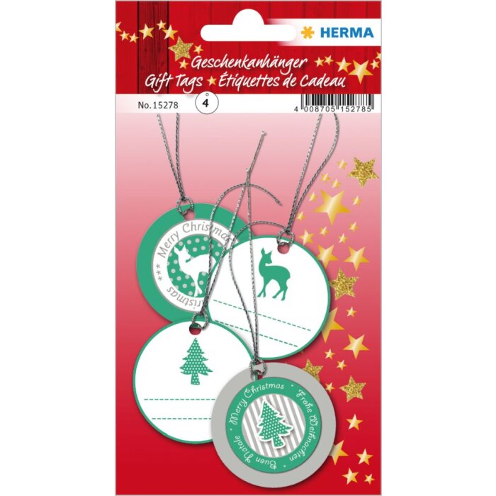 Herma MAGIC Vianočná visačka na darček 3D Ø 5 cm, zelená strieborná