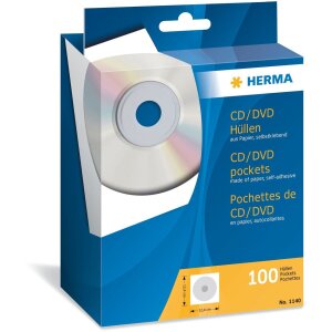 HERMA obaly na CD-DVD samolepiace biele 100 ks