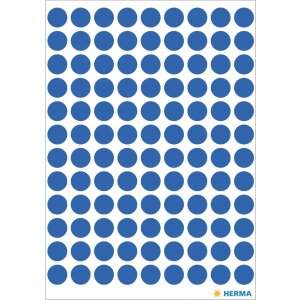 Viacúčelové etikety modré Ø 8 mm okrúhly papier matný 540 ks.