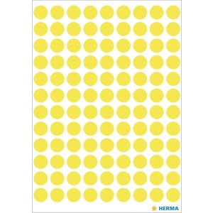 Viacúčelové etikety žlté Ø 8 mm okrúhly papier matný 540 ks.