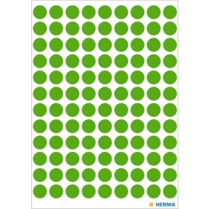 Viacúčelové etikety zelené Ø 8 mm okrúhly papier matný 540 ks.