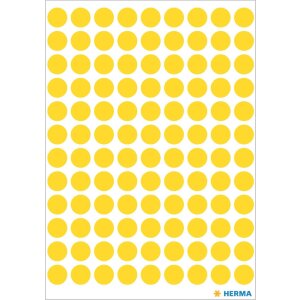 Viacúčelové etikety žlté Ø 8 mm okrúhly papier matný 540 ks.
